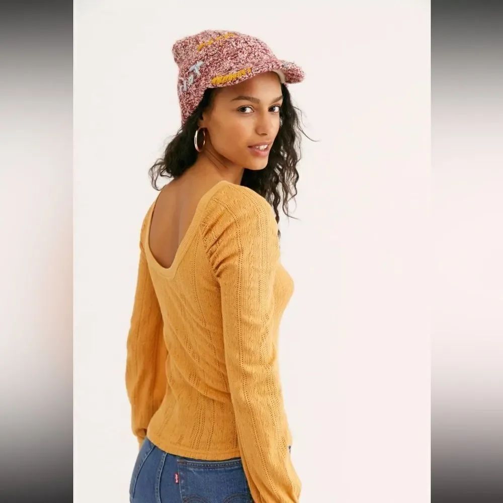 Free People Ella Puff sleeve pointelle long sleeve Top - Picture 4 of 4